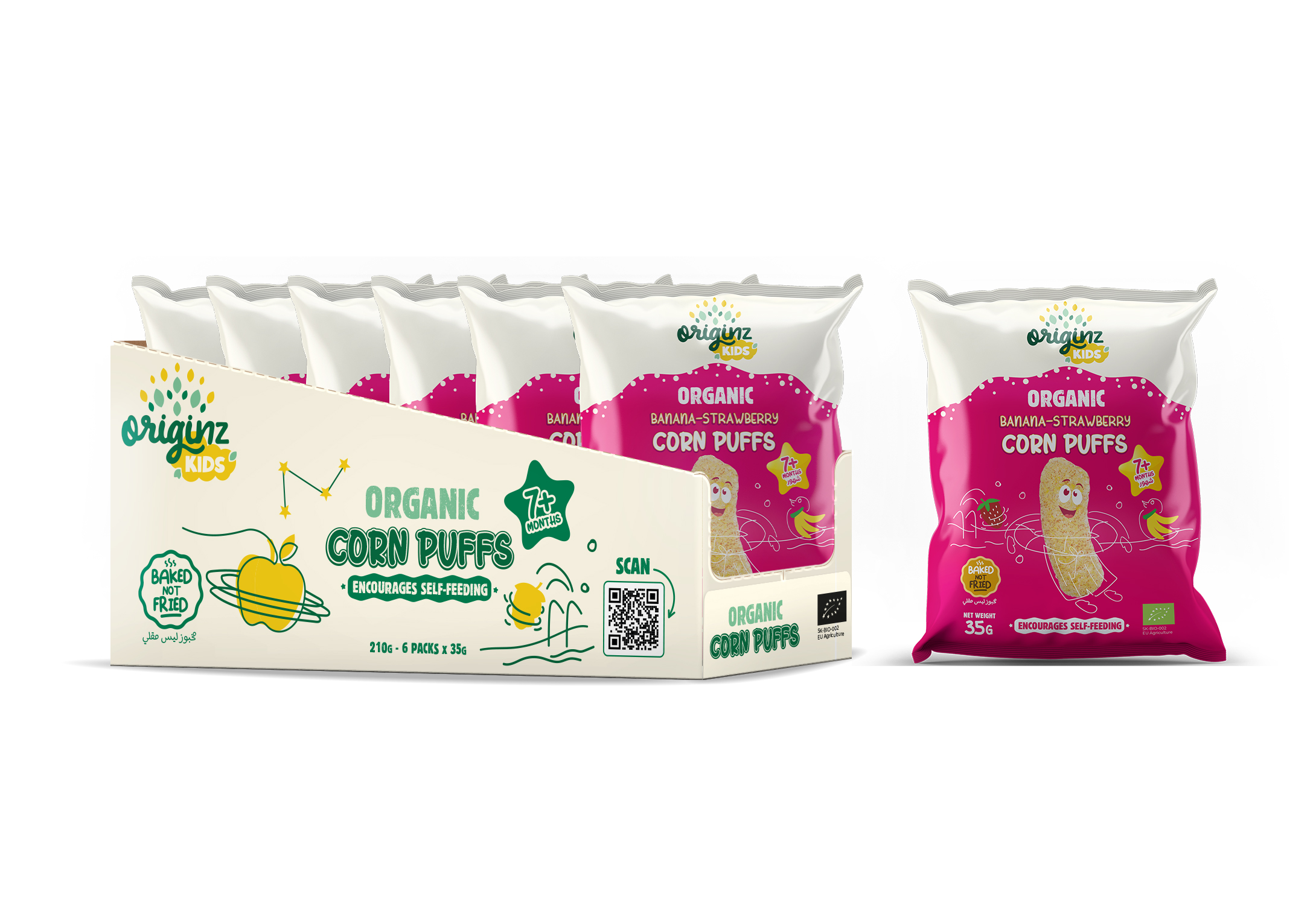Organic Banana-Strawberry Corn Puffs