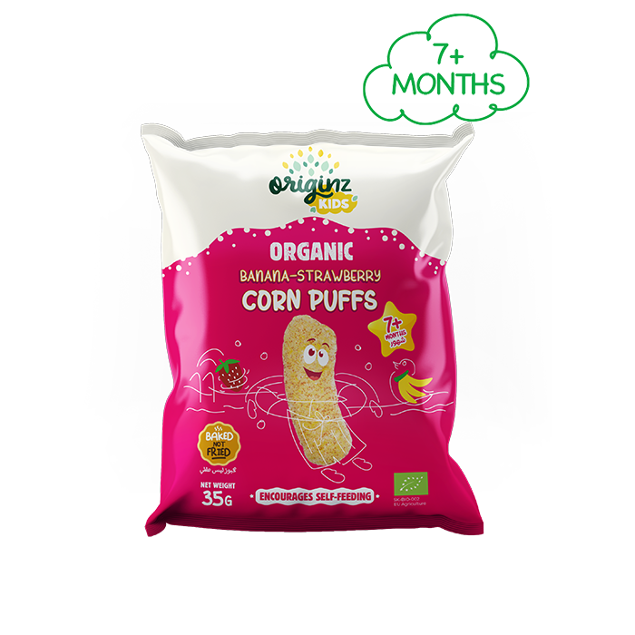 Organic Banana-Strawberry Corn Puffs