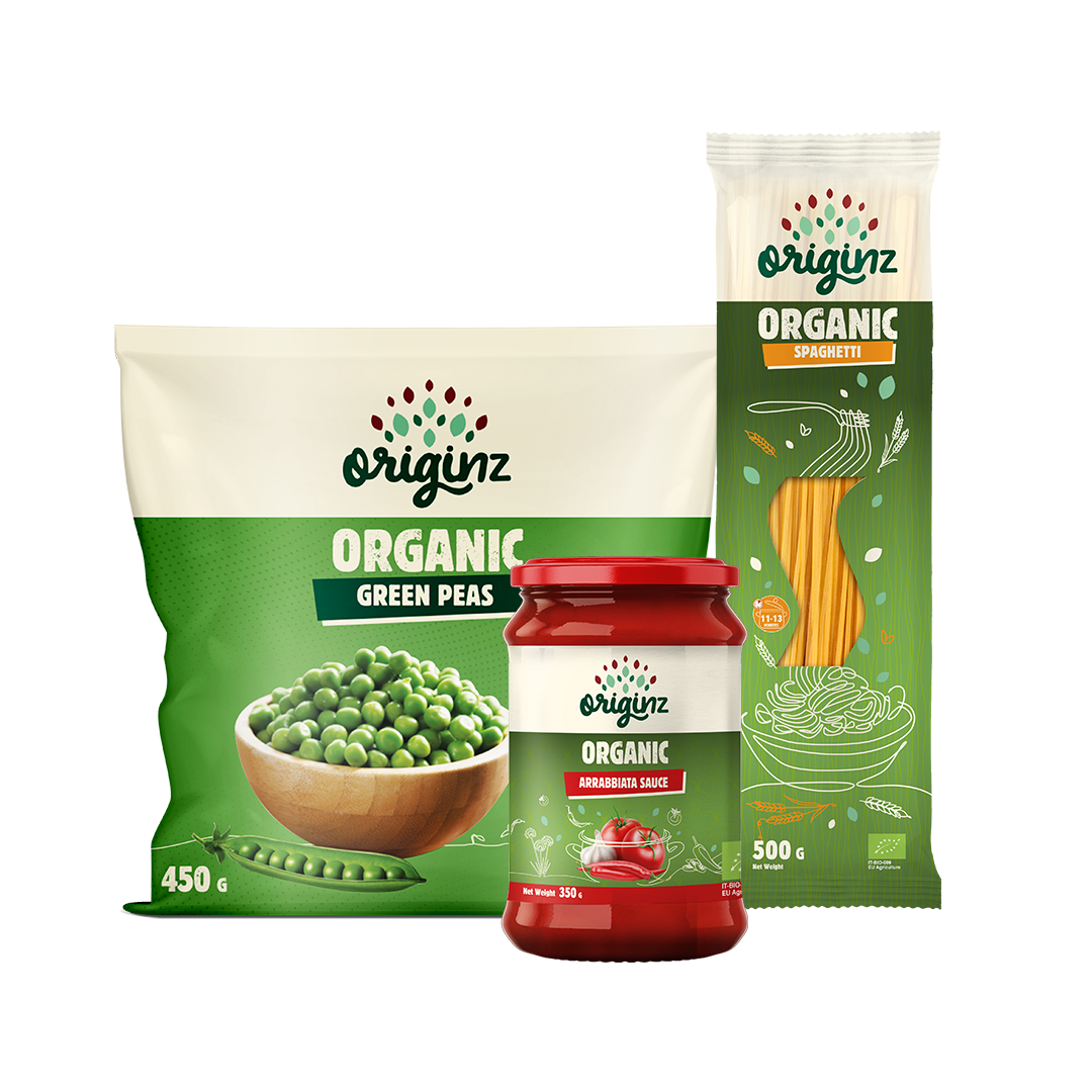 Frozen Green Peas, Spaghetti, & Arrabbiata Combo