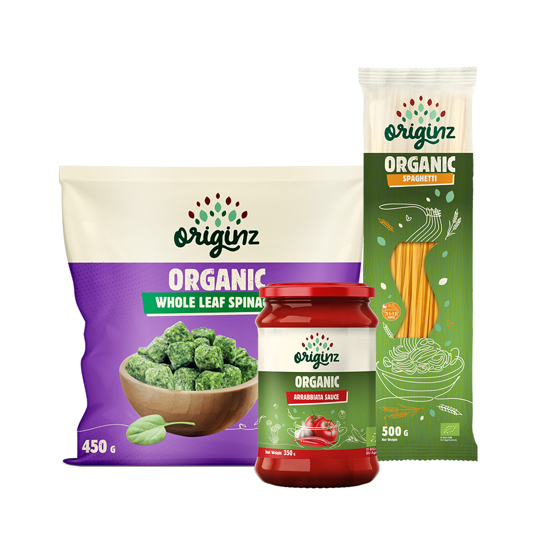 Frozen Whole Spinach, Spaghetti, & Arrabbiata Combo