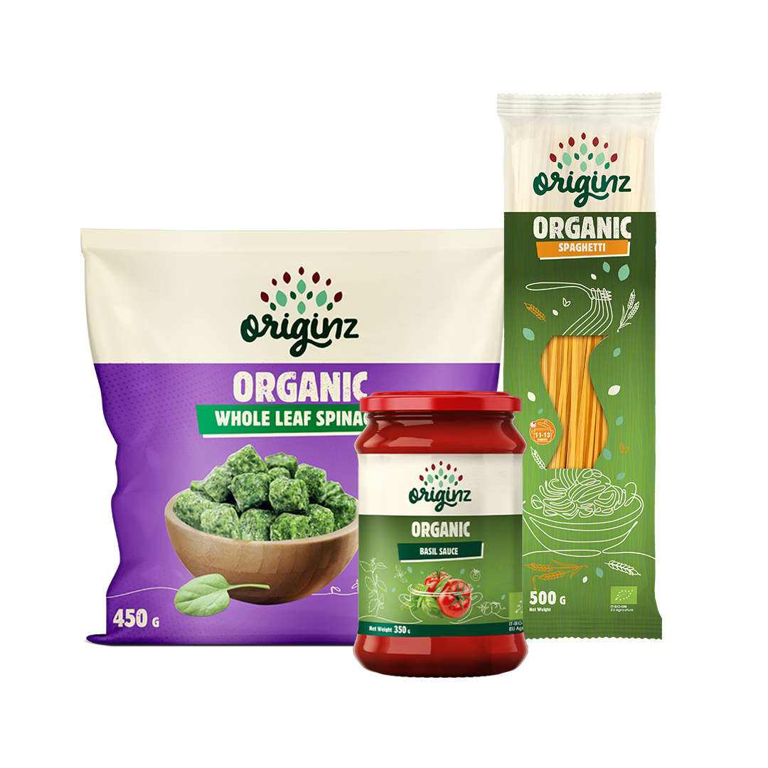 Frozen Whole Spinach, Spaghetti, & Basil Sauce Combo
