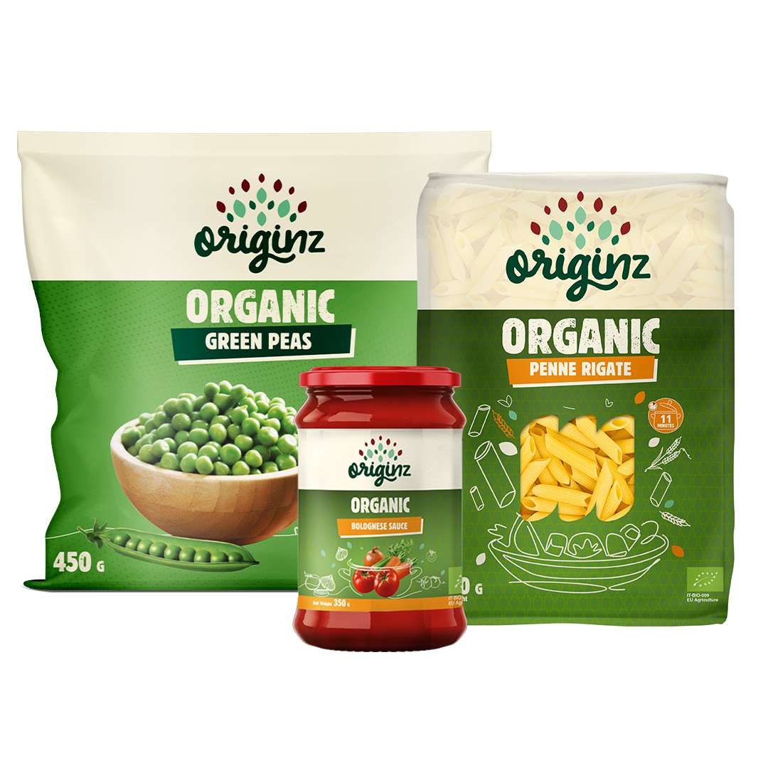 Frozen Green Peas, Penne Rigate, & Bolognese Combo