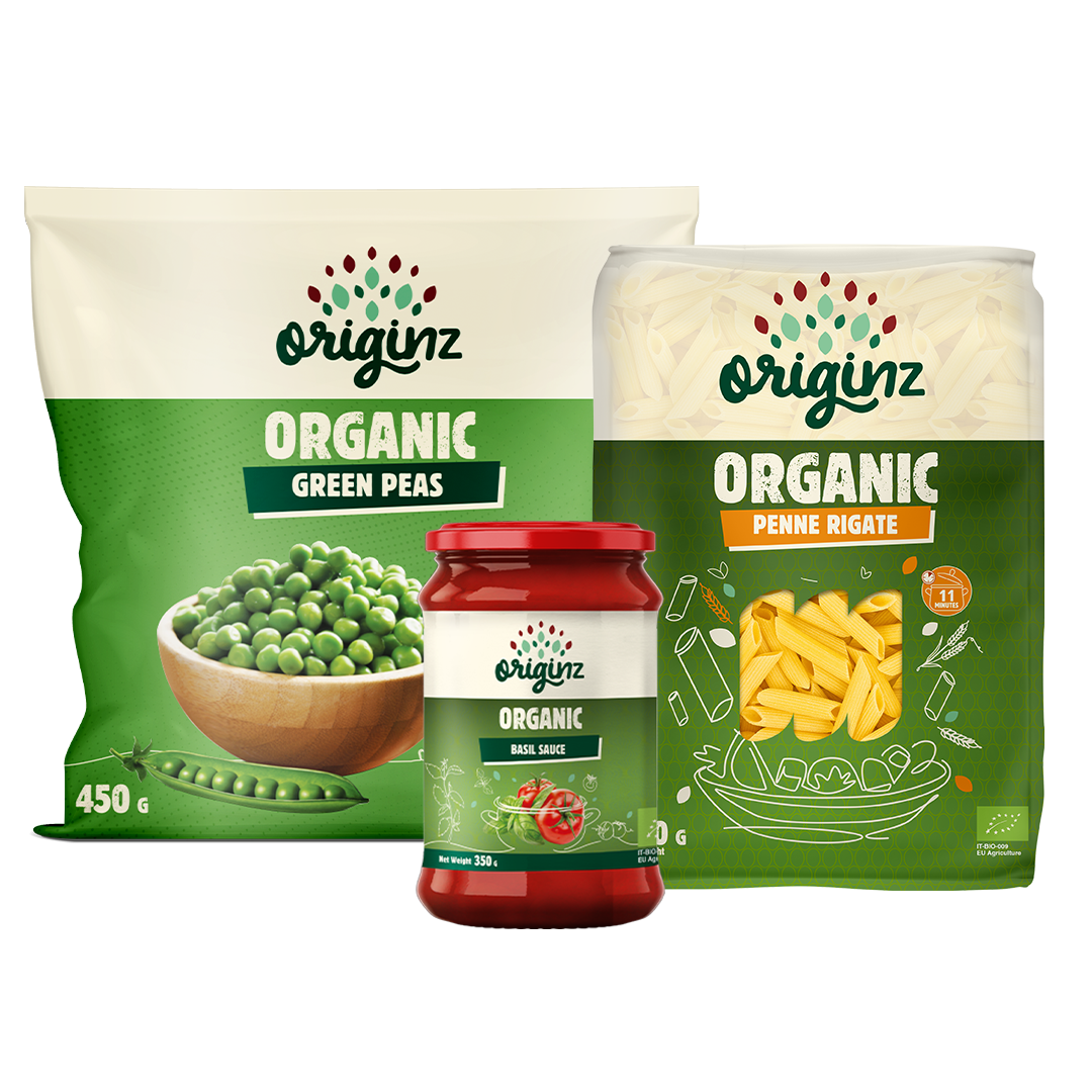 Frozen Green Peas, Penne Rigate, & Basil Sauce Combo