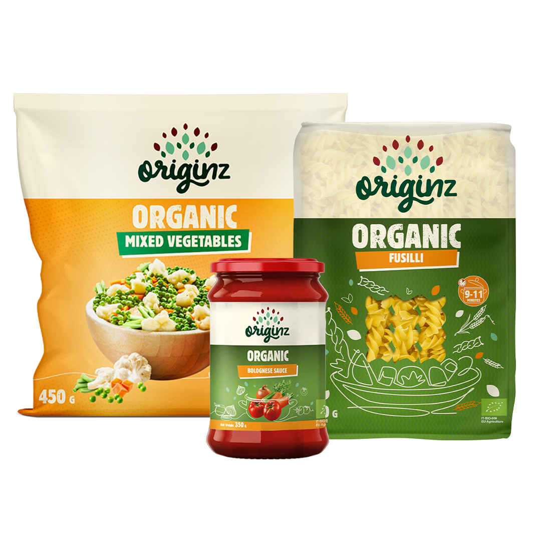 Frozen Mixed Vegetables, Fusilli, & Bolognese Combo