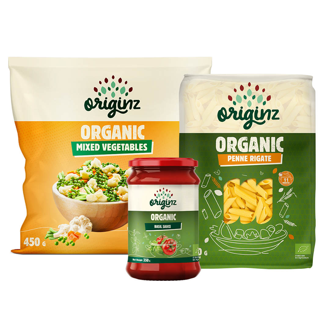 Frozen Mixed Vegetables, Penne Rigate, & Basil Sauce Combo