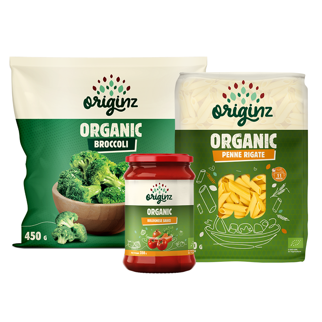 Frozen Broccoli, Penne Rigate, & Bolognese Combo