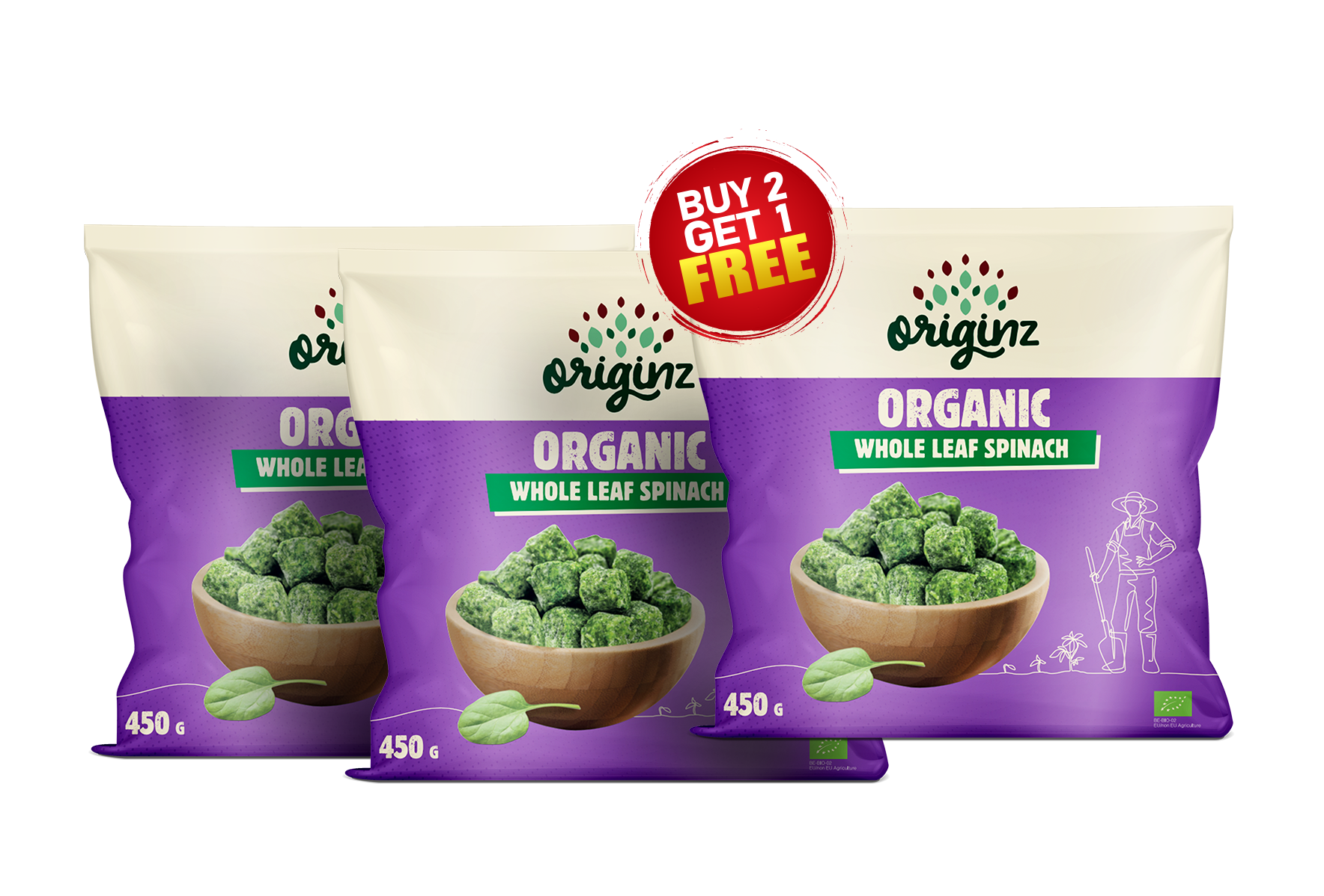 2+ 1 Free - Frozen Whole Spinach Combo